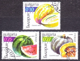 BULHARSKO 2002, Michel 4559-4561, razené. MELÓNY, TEKVICE.