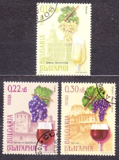 BULHARSKO 2001, Michel 4505-4507, razené. VINOHRADNÍCKE OBLASTI.