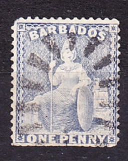 BARBADOS 1875, Michel 26, razená. KOLÓNIE. SEDIACA BRITÁNIA.