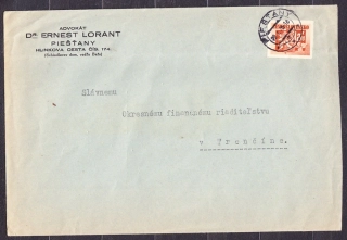 ČSSR 1945, firemná obálka. ADVOKÁT, Dr. ERNEST LORANT - PIEŠŤANY.