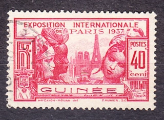 FRANCÚZSKA GUINEA 1937, Michel 123, razená. KOLÓNIE. SVETOVÁ VÝSTAVA V PARÍŽI.