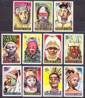 GUINEA 1965, Michel 274-284, ** čisté. MASKY.