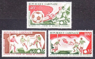 GABON 1974, Michel 540-542, ** čistá séria. FUTBAL - MAJSTROVSTVÁ SVETA V NEMECKU.