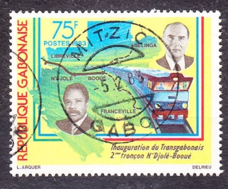 GABON 1983, Michel 846, razená séria. VýSTAVBA ŽELEZNÍC.