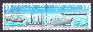 GABON 1967, Michel 294-295, ** čistá séria v páske. DEŇ ZNÁMKY - POŠTOVÉ LODE.