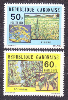 GABON 1976, Michel 616-617, ** čistá séria. POĽNOHOSPODÁRSKE PRODUKTY.