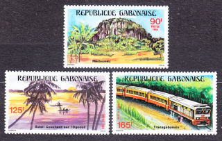 GABON 1984, Michel 913-915, ** čistá séria. KRAJINY, LOKOMOTÍVA.
