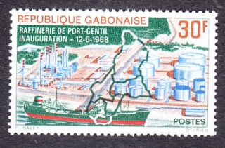 GABON 1968, Michel 305, ** čistá séria. PRÍSTAV, RAFINÉRIA, TANKER.