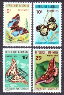 GABON 1971, Michel 434-437, ** čistá séria. MOTÝLE.