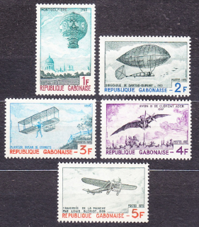 GABON 1973, Michel 501-505, ** čisté. BALÓNY, STARÉ LIETADLÁ.
