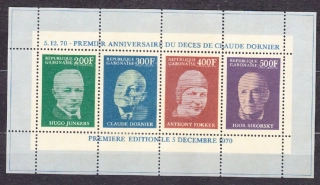 GABON 1970, Michel Block 16 A, čistý hárček bez lepu. SLÁVNE OSOBNOSTI LETECTVA.