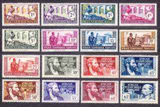 FRANCÚZSKA ROVNÍKOVÁ AFRIKA 1937, Michel 27-36, 39-40, 42-45, 47, 49-50, 53, 55, 57, 60, 63-66, **/* čisté. KOLÓNIE. KRAJINY, OSOBNOSTI.
