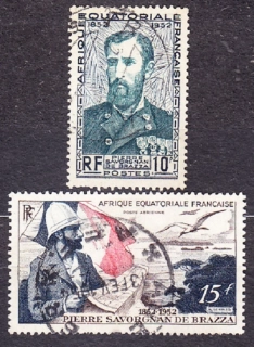 FRANCÚZSKA ROVNÍKOVÁ AFRIKA 1951, Michel 286-286, razená séria. KOLÓNIE. BÁDATEĽ P. SAVORGNAN.