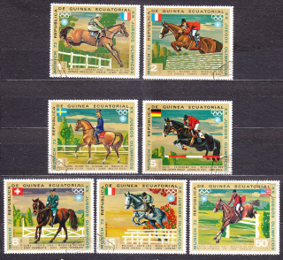 ROVNÍKOVÁ GUINEA 1972, Michel 126-132, razená séria. LOH - JAZDECTVO.