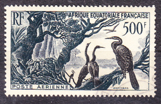 FRANCÚZSKA ROVNÍKOVÁ AFRIKA 1953, Michel 290, razená séria. KOLÓNIE. VTÁCTVO.