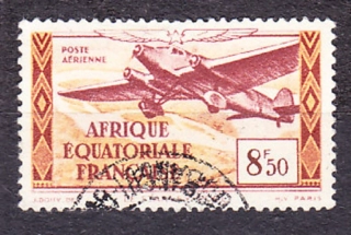 FRANCÚZSKA ROVNÍKOVÁ AFRIKA 1943, Michel 205, razená. KOLÓNIE. LETECKÉ.