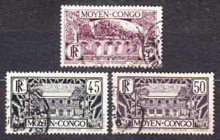 STREDNÉ KONGO 1933, Michel 70, 77-78, razené. KOLÓNIE. KRAJINY.