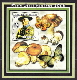 MOZAMBIK 2002, Michel Block 151, ** čistý hárček. HUBY, SKAUTING.