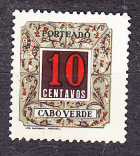 KAPVERDY 1952, Michel 31, čistá bez lepu. KOLÓNIE. DOPLATNÉ. ČÍSLICE.