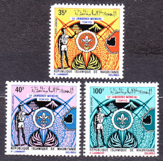MAURITÁNIA 1971, Michel 420-422, * čistá séria. SVETOVÝ SKAUTSKÝ ZJAZD V JAPONSKU.