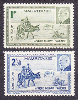 MAURITÁNIA 1941, Michel 134-135, * čistá séria. KOLÓNIE. MARŠÁL PÉTAIN A KARAVÁNA.