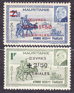 MAURITÁNIA 1944, Michel 154-155, * čistá séria. KOLÓNIE. MARŠÁL PÉTAIN A KARAVÁNA - PRETLAČE.