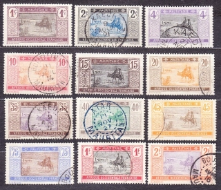 MAURITÁNIA 1913, Michel 17-19, 21-23, 26-28, 30-32, razené. KOLÓNIE. JAZDEC NA ZEBU NA CESTE CEZ PÚŠŤ.