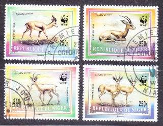 NIGER 1998, Michel 1460-1463, razená séria. GAZELY.