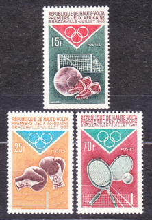 HORNÁ VOLTA 1965, Michel 167-169, ** čistá séria. ŠPORT..