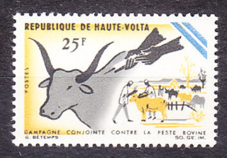 HORNÁ VOLTA 1966, Michel 197, ** čistá séria. BOJ PROTI MORU DOBYTKA.