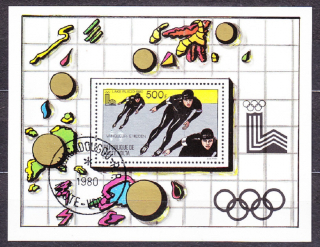 HORNÁ VOLTA 1980, Michel Block 54, razený hárček. ZOH V LAKE PLACID.