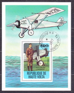HORNÁ VOLTA 1978, Michel Block 49, razený hárček. STARÉ LIETADLÁ.