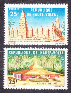 HORNÁ VOLTA 1966, Michel 185-186, * čistá séria. MEŠITA A KOSTOL.