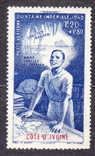 POBREŽIE SLONOVINY 1942, Michel 189, * čistá séria. KOLÓNIE. TÝŽDEŇ DARCOVSTVA.