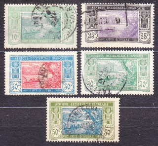POBREŽIE SLONOVINY 1922, Michel 63, 65, 67,-68, 70, razené. KOLÓNIE. KRAJINY - LAGÚNA, ČLN.