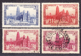 POBREŽIE SLONOVINY 1936, Michel 119-120, 124, 127, ** čistá + razené. KOLÓNIE. MEŠITA.