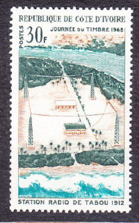 POBREŽIE SLONOVINY 1968, Michel 322, ** čistá séria. DEŇ ZNÁMKY - ROZHLASOVÁ STANICA.