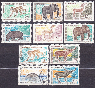 KAMERUN 1962, Michel 355-360, 365, 367-369, razené. AFRICKÉ ZVIERATÁ.
