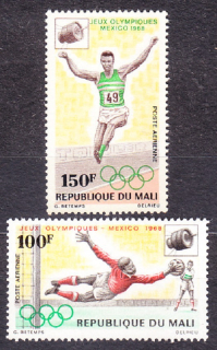 MALI 1968, Michel 176-177, čistá séria bez lepu. LOH V MEXIKO CITY..