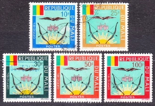 MALI 1964, Michel 16-19, 21, razené. SLUŽOBNÉ - VLAJKY, ERBY.