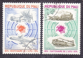 MALI 1974, Michel 438-439, razené. LIETADLÁ, LOKOMOTÍVY.