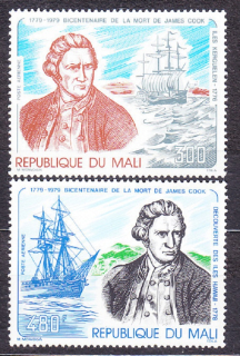 MALI 1979, Michel 726-727, ** čistá séria. JAMES COOK, LODE - PLACHETNICE.