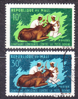 MALI 1967, Michel 138-139, razená séria. BOJ PROTI MORU DOBYTKA.