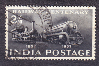 INDIA 1953, Michel 227, razená séria. LOKOMOTÍVY - 100 ROKOV ŽELEZNÍC.