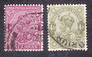 INDIA 1928, Michel 113-114, razená séria. KOLÓNIE. KRÁĽ GEORGE V.
