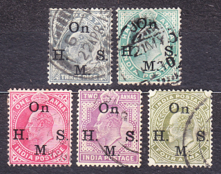 INDIA 1903, Michel 36-40, razené. KOLÓNIE. SLUŽOBNÉ. KRÁĽ EDWARD VII.