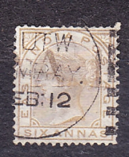 INDIA 1874, Michel 28, razená. KOLÓNIE. KRÁĽOVNÁ VICTORIA.