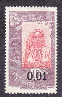 FRANCÚZSKE SOMÁLSKO 1922, Michel 124, * čistá. KOLÓNIE. SOMÁLSKE DIEVČA - PRETLAČ.