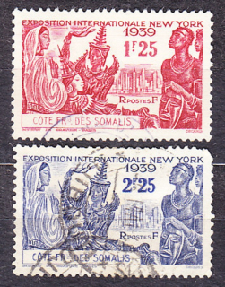 FRANCÚZSKE SOMÁLSKO 1939, Michel 183-184, razená séria. KOLÓNIE. SVETOVÁ VÝSTAVA V NEW YORKU.