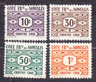 FRANCÚZSKE SOMÁLSKO 1947, Michel 44-47, * čisté. KOLÓNIE. DOPLATNÉ. ČÍSLICE.